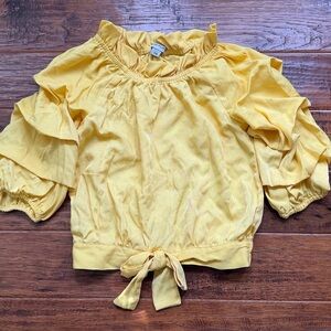 Habitual Nordstrom Kids Smocked Joyce Girls Blouse Shirt, 7/8, yellow